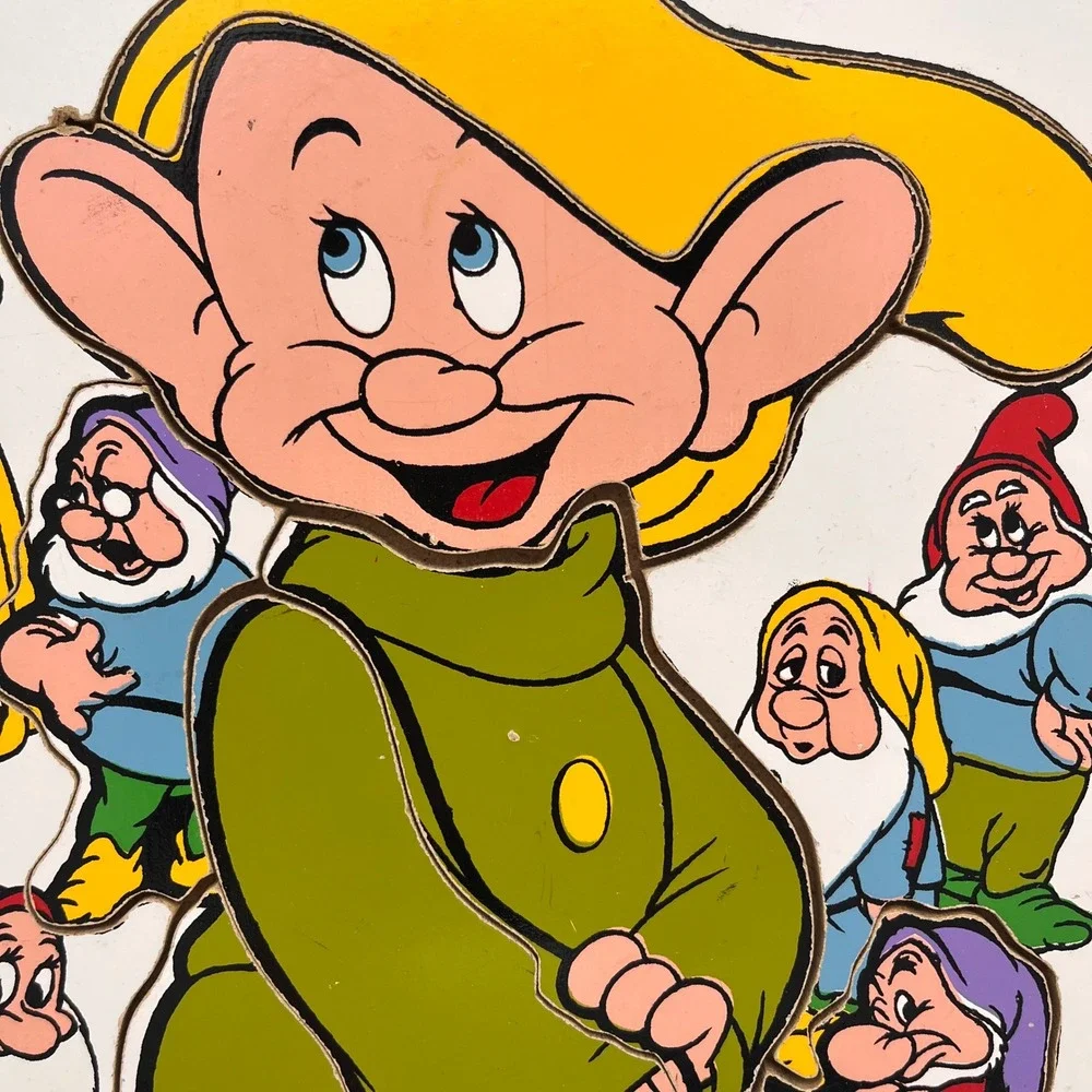 Vintage Playskool Disney Snow White Seven Dwarfs Dopey Wood Tray Puzzle 190-01
